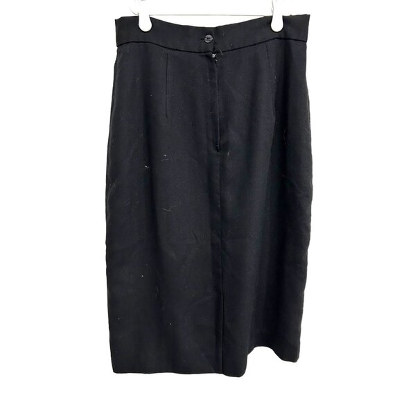 Vintage Pearl Gordon Black Pencil Skirt High Waist Knee Length Size 14 - Picture 2 of 10